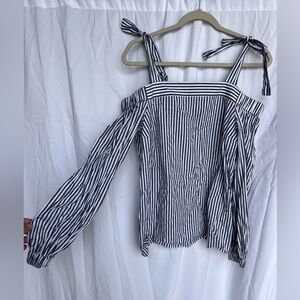 Michael Kors off the shoulder tie shoulder cotton long sleeve blouse size xs